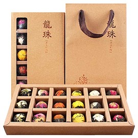 Yunnan Pu'er Scented Dragon Ball Gift Box - 120g (18pcs) Raw Tea With Rose Jasmine 6 Flavor Combination (4.2oz.)