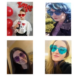 10 Pairs Heart Sunglasses for Women Rimless Transparent Heart Glasses Bulk Bachelorette Party Favors (Multicolor)