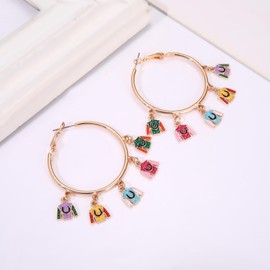 MOLOCH Derby Hoop Dangle Earrings Race Horse Riding Suit Horseshoe Dangle Earrings Statement Hoop Accessories Jewelry Gifts