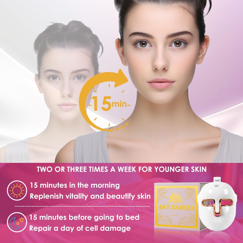 JAY SAREES Red-Light-Therapy-for-Face, 7-1 Colors Led Face Mask Light Therapy,