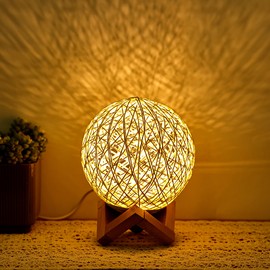 PENG Table Light, Shade Lamp, Room Light, Night Light, Stylish, Bedside Lamp, Interior Light, Wood Light, Dimmable, Power Consumption: 3W, 7.5 x 5.9 x 5.9 inches (19 x 15 x 15 cm) (Beige)