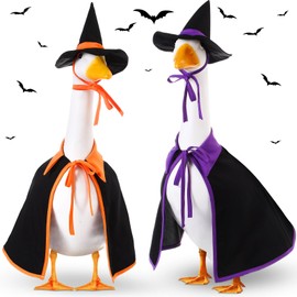 Silicherry 2 Set Witch Goose Outfit Lawn Porch Goose Cloths Witch Costume Plastic Goose Clothing for 23" Goose Cement Statue Outdoor Patio Yard Lawn Art Decoration