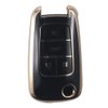 4-Button Key Fob Cover with Pu Leather Keychain Soft TPU