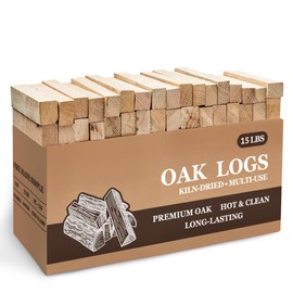 Kiln Dried Oak Firewood Bark Free Hardwood Logs for Pizza Ovens Fire Pits Fireplaces Clean Hot Burning Lights Quickly 6in 15lbs