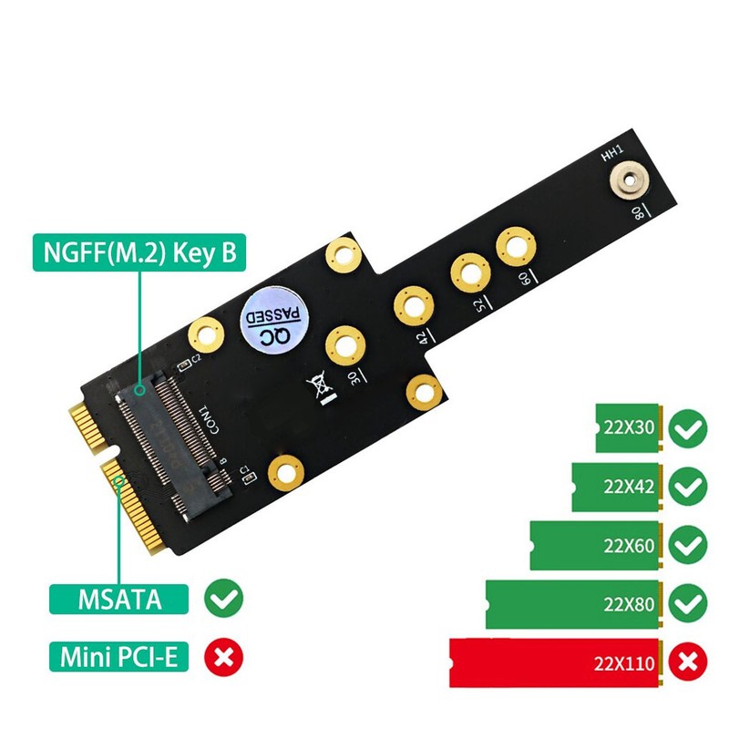 M.2 Key B SSD to MSATA Adapter M.2 NGFF Key