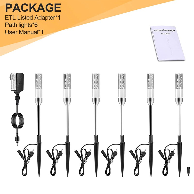 B-right LED Pathway Lights Outdoor, 6 Pcs Path Lights 570