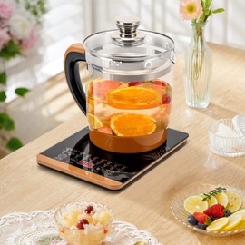 1.8L Multifunctional Electric Glass Kettle with 18 Cooking Functions, 800W Fast Boiling, 24H Timer, Tea Strainer & Steamed Egg Holder, Electric Hot Water Kettle for Tea, Coffee, Soup, Steamed Eggs