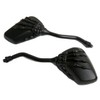 MotorToGo Small 3D Black Skull Hand Rear Motorcycle Mirrors for