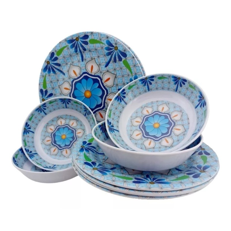 Anforama- Tab and Kit Vajilla Tipo Plastico De Melamina Redonda