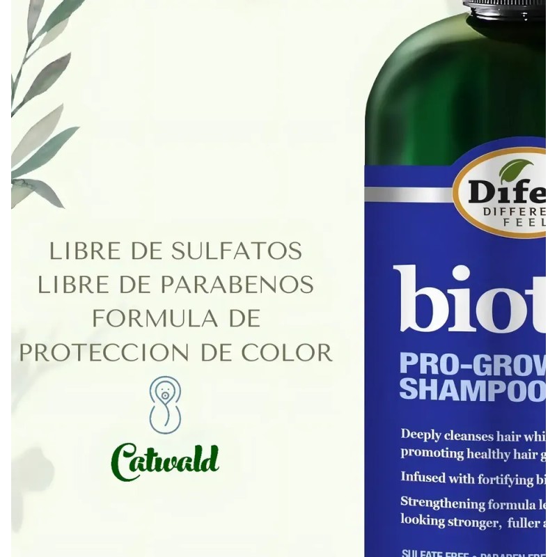 Shampoo Con Biotina Progrowth Fortalece Evita Caida Difeel