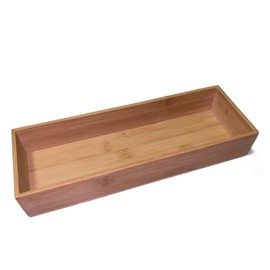 ACOOCLUB Bamboo drawer organizer Kitchen Utensil Organizer Cutlery Box for Dresser Makeup Tool Office Desk Supplies Storage and Accessories 8"x 4"x 2"