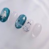 Teal Green Winter Ornament Handmade Nail Tips - Almond Long