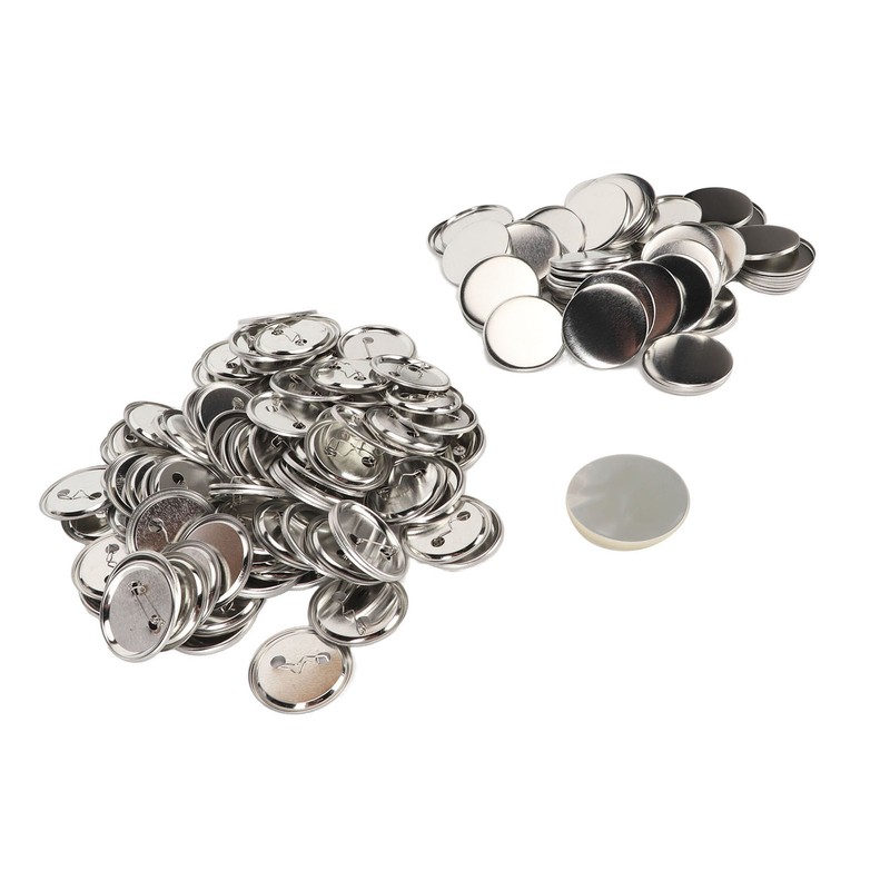 100 Set Pin Back Button Parts Blank Smoothing Metal Durable