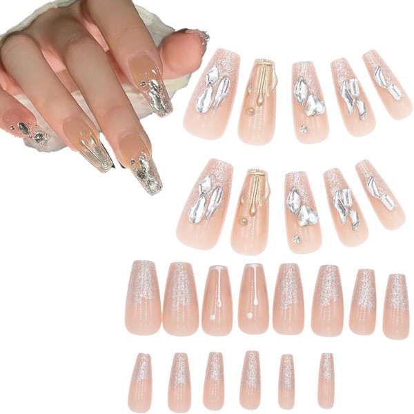 Sylphicore Press on Nails Square French Tip Full Cover False