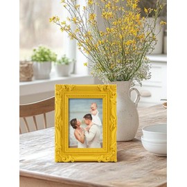 FOLKOR - Marco de fotos amarillo de 4 x 6 pulgadas con soporte para exhibición de pared de mesa, marco decorativo moderno para impresiones artísticas, retratos familiares, pinturas de paisaje