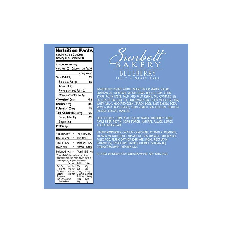 Sunbelt Bakery's Blueberry Fruit & Grain Bars, 5 Boxes, No