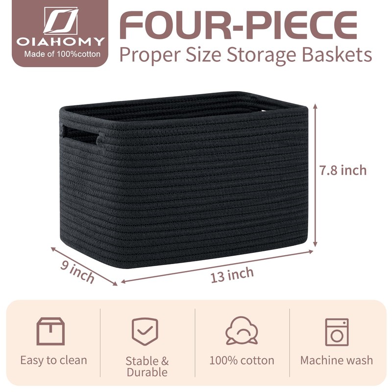 OIAHOMY 4 Pack Storage Baskets for Organizing, Cube Storage Bins