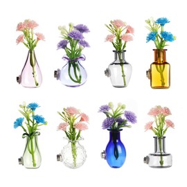8 Pcs Cute Glass Refrigerator Magnets Set, 3D Decorative Fridge Magnets with Random Flowers, Creative DIY Floral Crystal Magnets for Whiteboard, Locker, Office, Home Kitchen Decor, Gift Ready