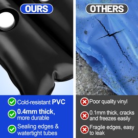 3 Packs 8ft Heavy-Duty Pool Cover Water Bags - Thicken Water Tubes Double-Chamber, 0.4mm PVC Pool Cover Weights for Winter Inground and Above Swimming Pool, Black