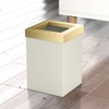 Gatco Modern Square Wastebasket, Matte Pearl and Brushed Brass Combo