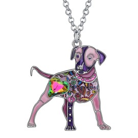 DUOWEI Alloy Enamel Jack Russell Necklaces Lovely Pets Fancy Pendant for Women Teens Birthday Party Gifts (Purple)
