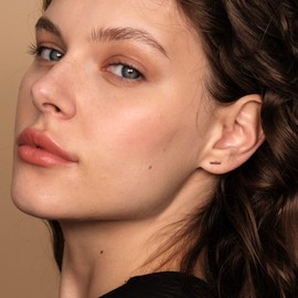 PAVOI 14K Gold Plated Sterling Silver Bar, Dot, Heart, Triangle, Star, Cat | Dainty Earrings for Women, Vermeil - White, No Gemstone