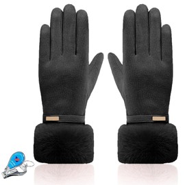 KXF Womens Winter Gloves Ladies Thermal Gloves Touchscreen Gloves for Bike Riding Cycling Cold Weather Windproof Outdoor Sports Super Soft Thick Fleece Lined Gloves (Black-1)