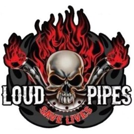 LOUD PIPES SAVE LIVES WITH SKULL STICKER LAPTOP STICKER TOOLBOX STICKER WINDOW