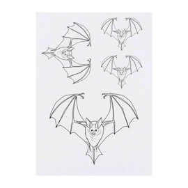4 x 'Flying Bat' Temporary Tattoos - Water Resistant, Skin-Safe, Non-Toxic Transfers, Mixed Sizes (TO00085112)