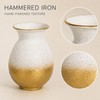 Textured Metal Vase, 7.6 x 5.1 Inch, White and Gold