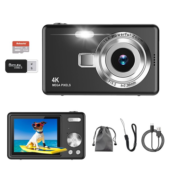 4K Digital Camera, Autofocus 50MP Vlogging Camera with 32G SD