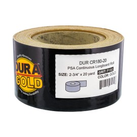 Dura-Gold Premium 180 Grit Gold PSA Longboard Sandpaper 20 Yard Long Continuous Roll, 2-3/4" Wide - Self Adhesive Stickyback Sandpaper for Automotive, Woodworking Air File Sanders, Hand Sanding Blocks