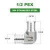 TAISHER 2PCS 304 Stainless Steel 90 Degree Elbow Pex Fittings,