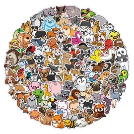 Bric Dodo Pack of 100 Animal Stickers Water Bottles Laptop Phone Guitar Skateboard Motorcycle Bicycle Vinyl Stickers Waterproof Aesthetic Cartoon Animal Stickers for Teenagers Children Adults