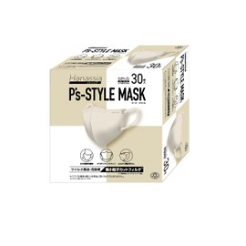 [Hanassia] 全国マスク工業会マーク入り P’S-STYLE MASK ホワイト30枚入り（ピーズスタイルマスク）【AI-WILL】