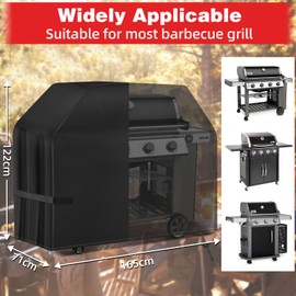 SPGOOD Barbecue Cover Weatherproof 420D Oxford Fabric Grill Cover Gas Grill Waterproof Dustproof Protective Cover Tarpaulin Tear-Resistant BBQ Cover Universal 165 x 71 x 122 cm