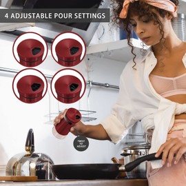 Red Salt and Pepper Shakers with Adjustable Pour Holes, 2PCS Refillable Red Salt Shaker by Aelga, Perfect for Black Pepper, Kosher and Sea Salts