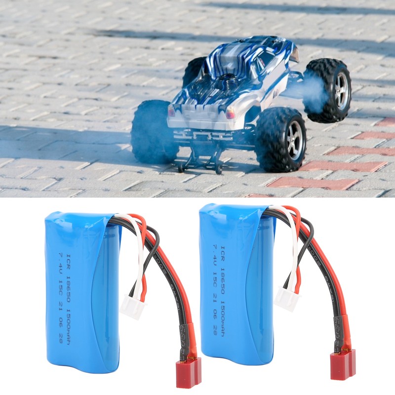 7.4V 1500mAh 15C Lipo Battery with Charging Cable Rechargeable Lithium