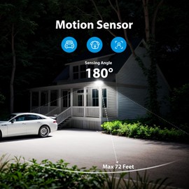 Atfoyer 75W Motion Sensor Outdoor Lights Security Lights,3 Head Motion Detection Outdoor Light 6500K IP65 Waterproof,7500LM FloodLight Dusk to Dawn Motion Sensor Light for Yard Garage Porch