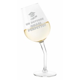 Colorfamily Crooked Goblet Graduation A Doctor Almost Perfect Wine 50 cl with Engraving Funny Gift Idea