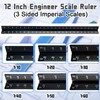 Biaungdo 2 Pack Engineer Scale Ruler, 12 Inch Solid Aluminum