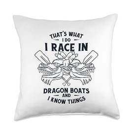 Kit Dragon Boat Racing Equipment Gear Paddle Gifts I Race Know Things Drummer Dragon Boat Throw Pillow, 18x18, Multicolor
