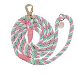 Poofy Floofy Luxury 6 ft Handmade Multicolored Cotton Dog Leash with Frosted Gold Hardware - Exquisite Design and Top-Notch Quality [Cherry Blossom]