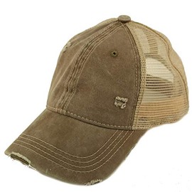 CC Everyday Distressed Trucker Mesh Summer Vented Baseball Sun Cap Hat Olive