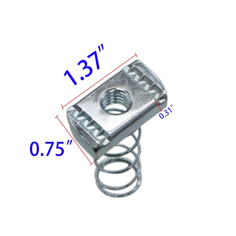 Strut Channel Nuts, 3/8"-16 Spring Channel Nut with Zinc Electroplate