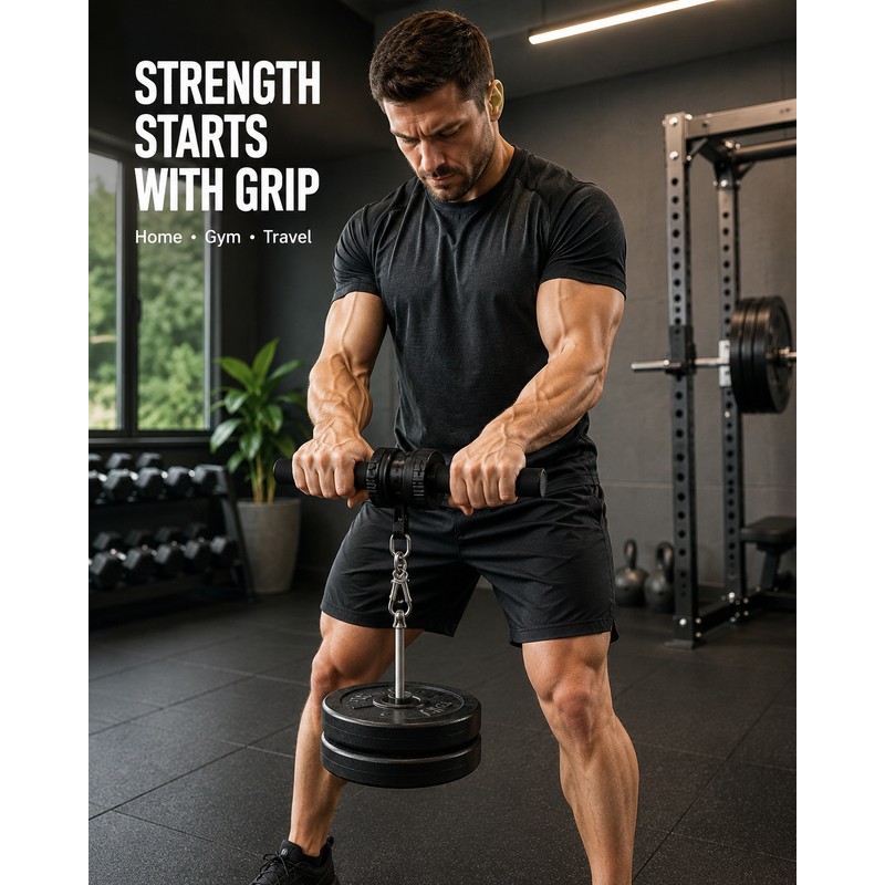 Wrist Roller Forearm Trainer for Strength Workouts – Steel Exercise