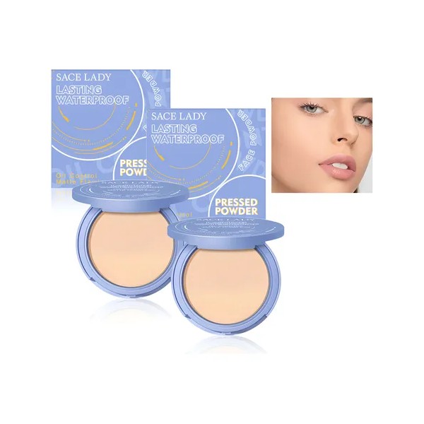 Sace Lady Base Maquillaje Polvo Compacto Fijador Matte 2pcs
