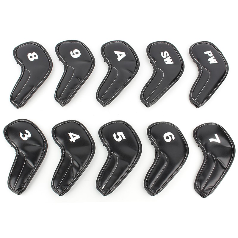 10pcs Golf Club Iron Head PU Covers Set Putter Protector