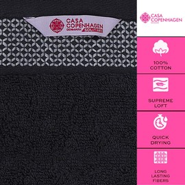CASA COPENHAGEN Solitaire 6 Pieces Towel Set- Pine Grey, 600 GSM 2 Bath Towel 2 Hand Towel 2 Washcloth, Designed in Denmark Made of Soft Egyptian Cotton for Bathroom, Kitchen & Shower