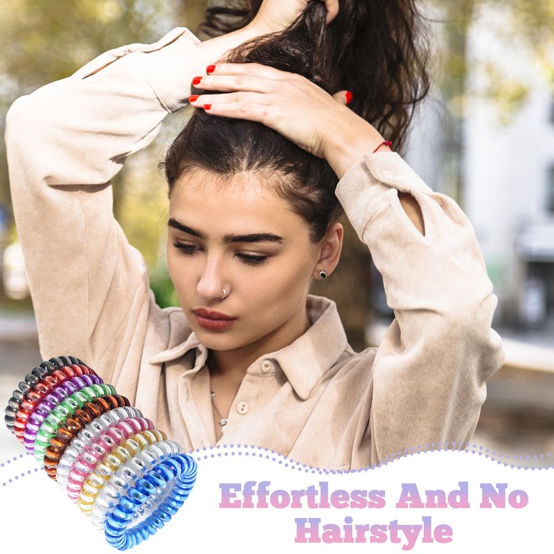 Women's Spiral Hair Bobbles Pack of 10 Traceless Telephone Cable